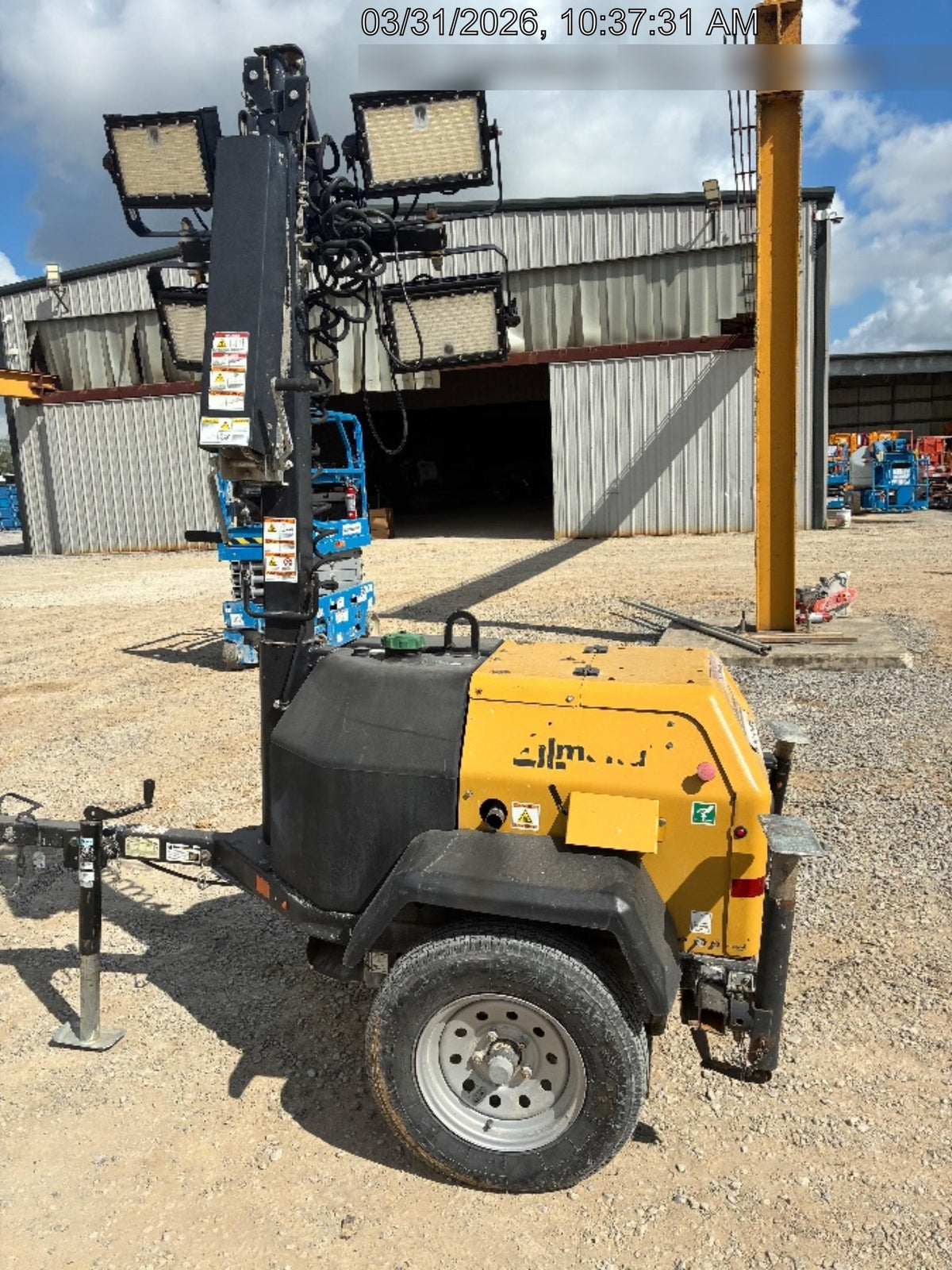 2022 Allmand NLV3GR (4) LED Light Fixture 350W, 23' Vertical Mast, 3kW Prime, Towable, Deep Sea L401, Leveling Jacks, Yanmar T4F 5.8hp