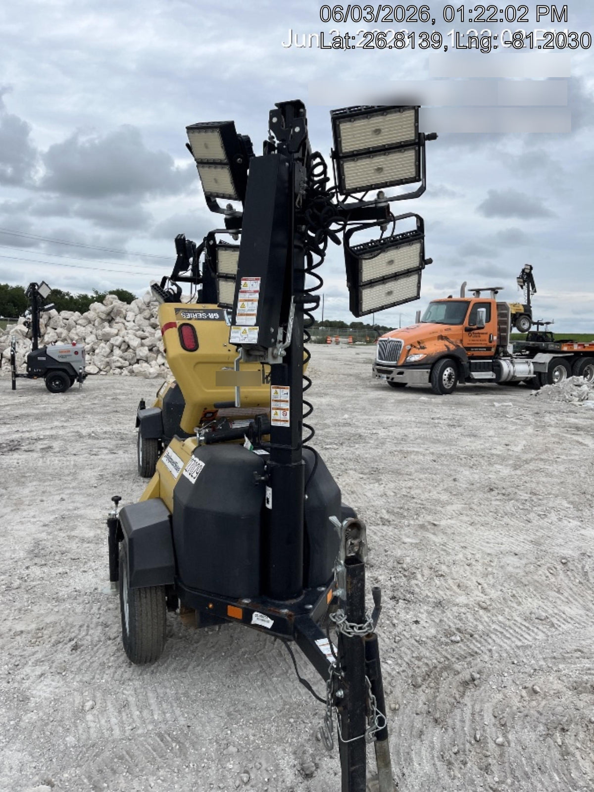 2022 Allmand NLV3GR (4) LED Light Fixture 350W, 23' Vertical Mast, 3kW Prime, Towable, Deep Sea L401, Leveling Jacks, Yanmar T4F 5.8hp