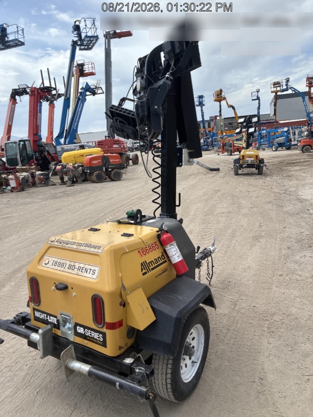 2021 Allmand NLV3GR (4) LED Light Fixture 350W, 23' Vertical Mast, 3kW Prime, Towable, Deep Sea L401, Leveling Jacks, Yanmar T4F 5.8hp