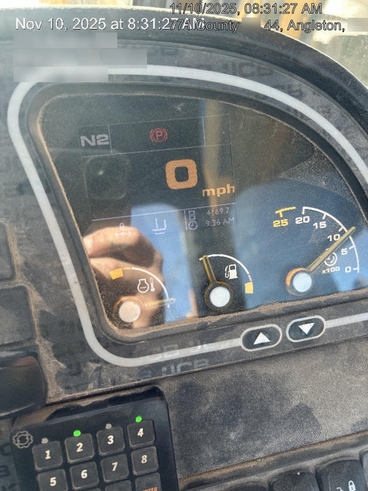 2019 JCB 512-56 74 HP w/CAB/HVAC, Beacon, Aux Hydraulics, Worklights, Solid Tires w/60" Carriage/Forks