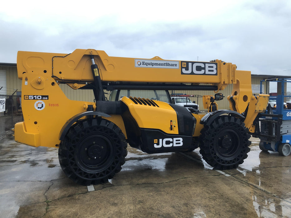 2020 JCB 510-56 Canopy, 74 HP, Solid Tires, STD Worklight, Beacon, Aux Hydraulics, Lifting Eye, Back up Alarm w/66" Carriage/60" Forks