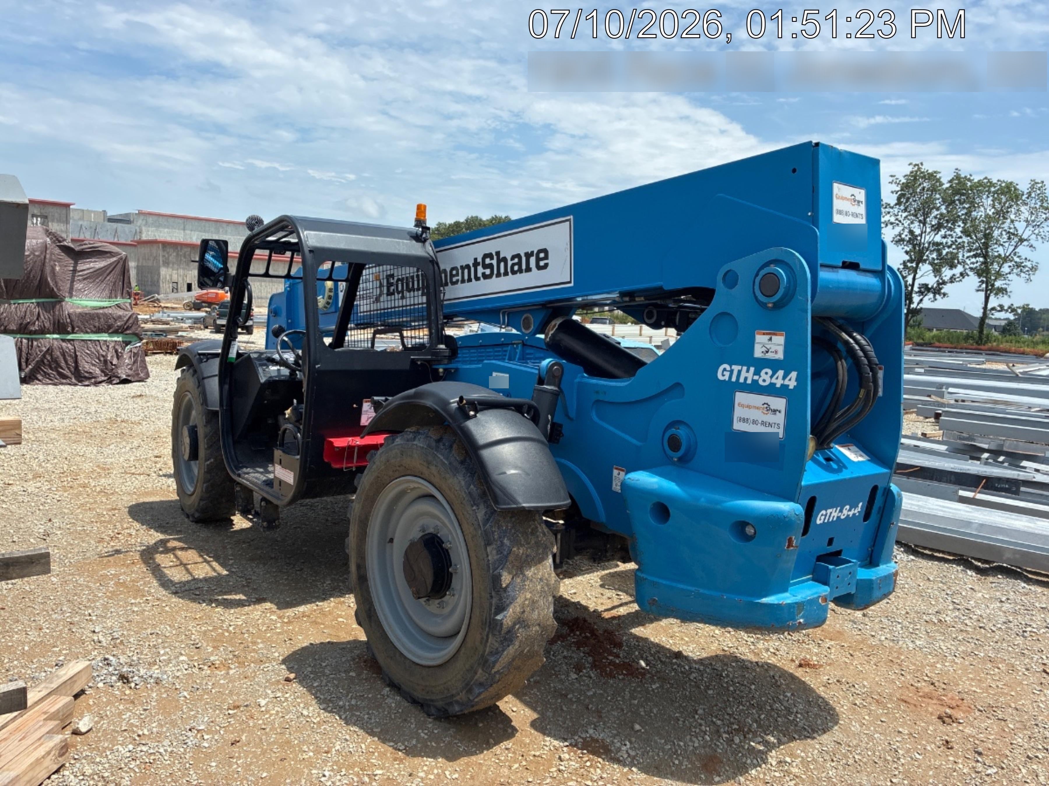 2019 Genie GTH-844 Canopy, Solid RT Tires, LED Work Lights, Beacon 60" QA Carriage, 48" Forks