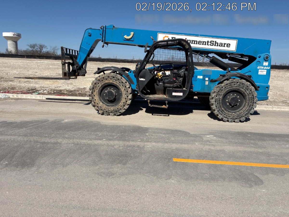 2019 Genie GTH-844 Canopy, Solid RT Tires, LED Work Lights, Beacon 60" QA Carriage, 48" Forks