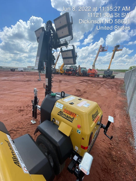 2022 Allmand NLV3GR (4) LED Light Fixture 350W, 23' Vertical Mast, 3kW Prime, Towable, Deep Sea L401, Leveling Jacks, Yanmar T4F 5.8hp