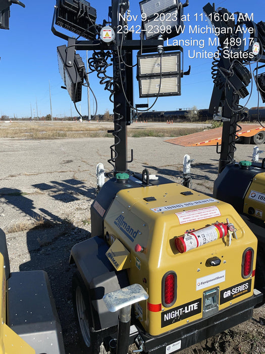 2022 Allmand NLV3GR (4) LED Light Fixture 350W, 23' Vertical Mast, 3kW Prime, Towable, ES Decals, T3