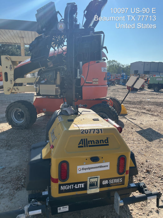 2022 Allmand NLV3GR (4) LED Light Fixture 350W, 23' Vertical Mast, 3kW Prime, Towable, Deep Sea L401, Leveling Jacks, Yanmar T4F 5.8hp