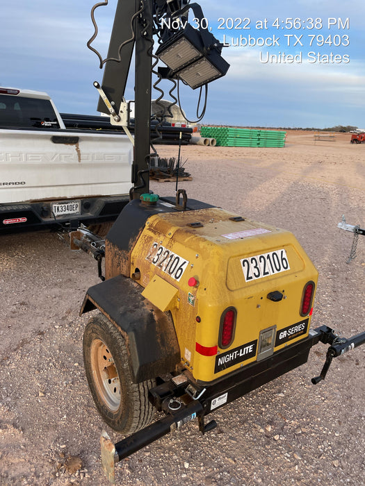 2022 Allmand NLV3GR (4) LED Light Fixture 350W, 23' Vertical Mast, 3kW Prime, Towable, Deep Sea L401, Leveling Jacks, Yanmar T4F 5.8hp