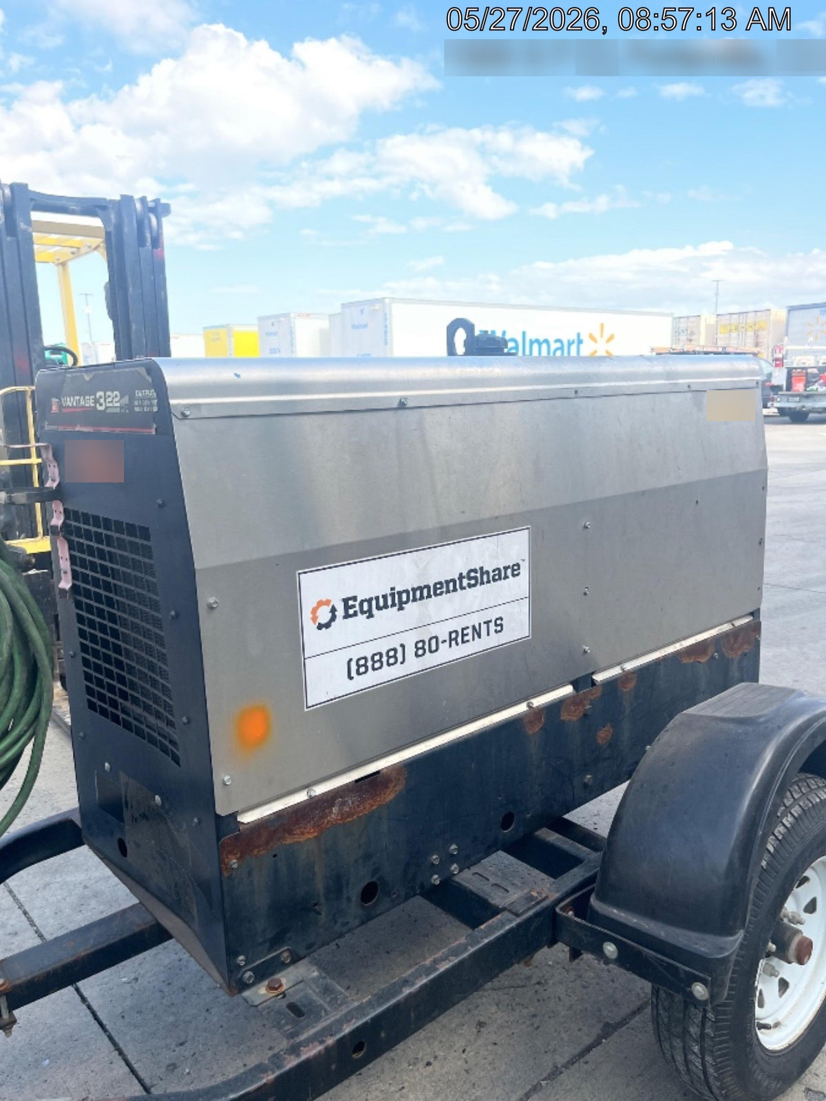 2019 Lincoln Electric Vantage 322 Welder Ready-Pak 3, Two wheel trailer, Fender and Light kit, Cable Rack