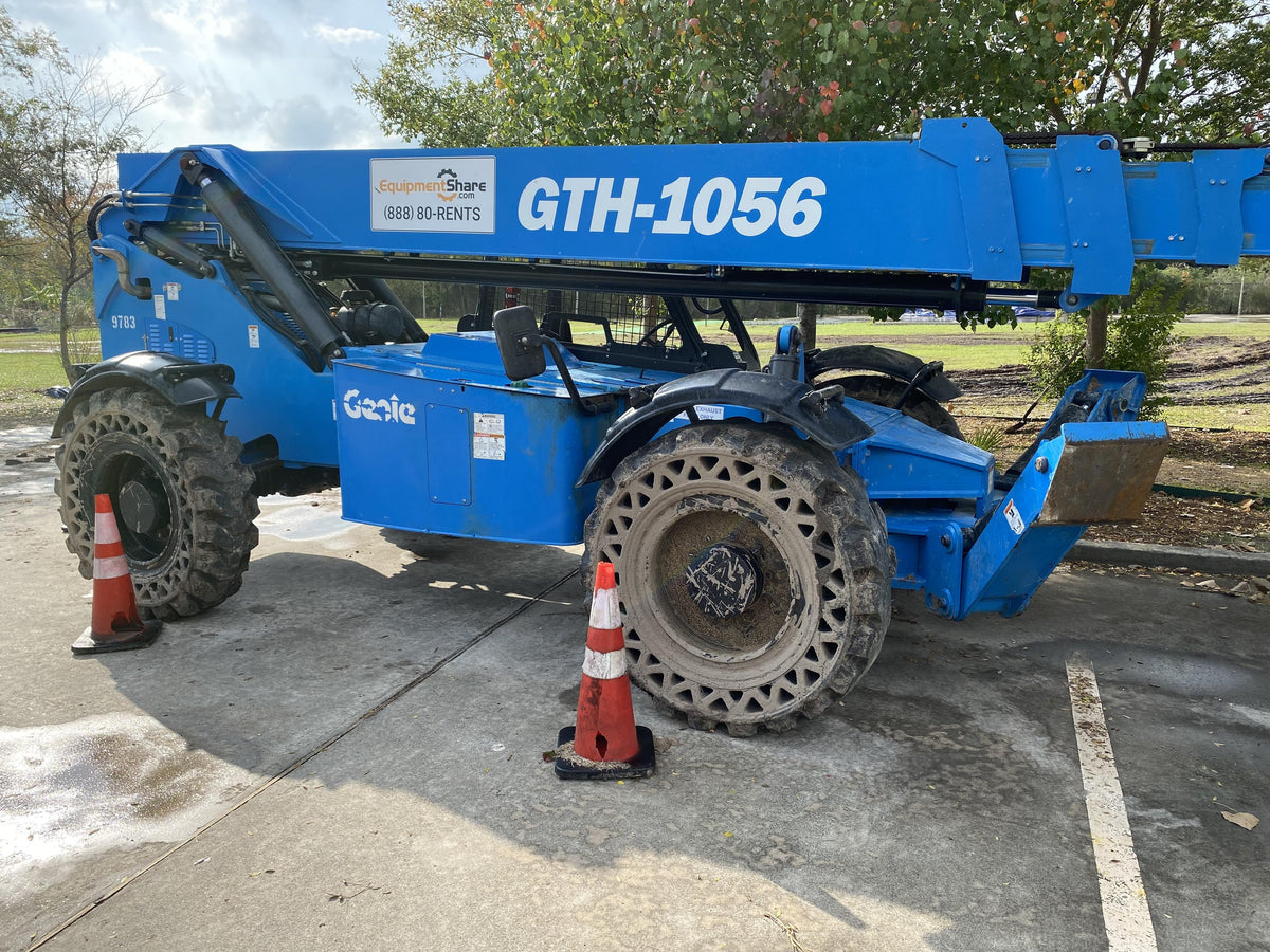 2018 Genie GTH-1056 Genie GTH-1056 w/Open ROPS, Solid Tires, Work Light/Beacon, 60" Carriage and Forks