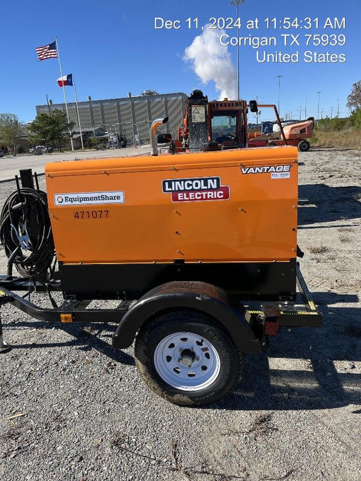 2024 Lincoln Electric Vantage 322 Welder Ready-Pak 3, Two wheel trailer, Fender and Light kit, Cable Rack, Orange