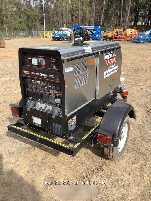 2019 Lincoln Electric Vantage 322 Ready-Pak 3, Two Wheel Trailer, Fender and Light Kit, Cable Rack