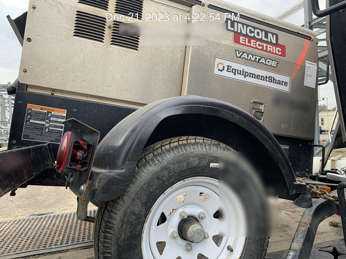 2019 Lincoln Electric Vantage 322 Ready-Pak 3, Two Wheel Trailer, Fender and Light Kit, Cable Rack