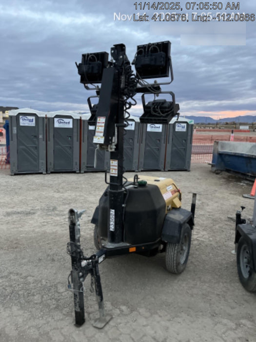 2022 Allmand NLV3GR (4) LED Light Fixture 350W, 23' Vertical Mast, 3kW Prime, Towable, Deep Sea L401, Leveling Jacks, Yanmar T4F 5.8hp