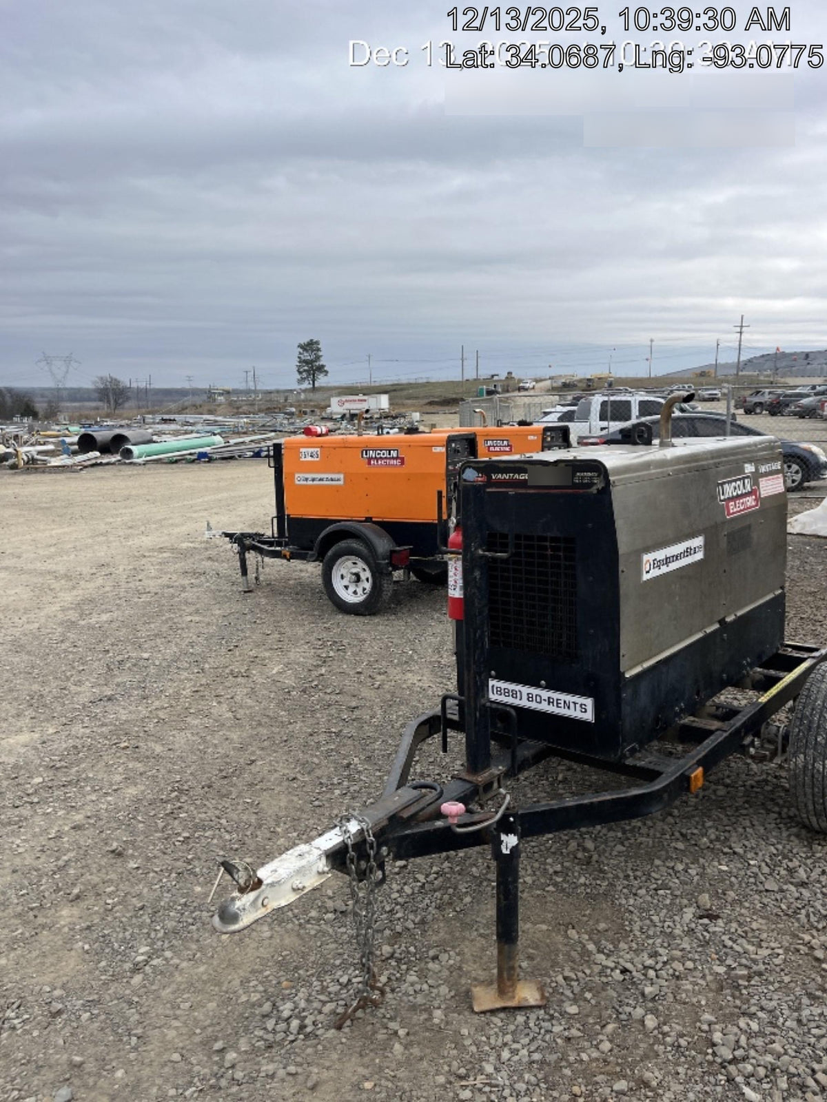 2019 Lincoln Electric Vantage 322 Welder Ready-Pak 3, Two wheel trailer, Fender and Light kit, Cable Rack