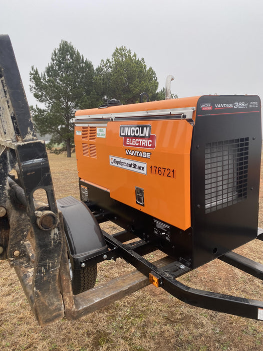 2021 Lincoln Electric Vantage 322 Vantage 322 Ready Pak 3 w/ Decals, ORANGE (includes trailer, cable rack, fender light kit) NO Telematics