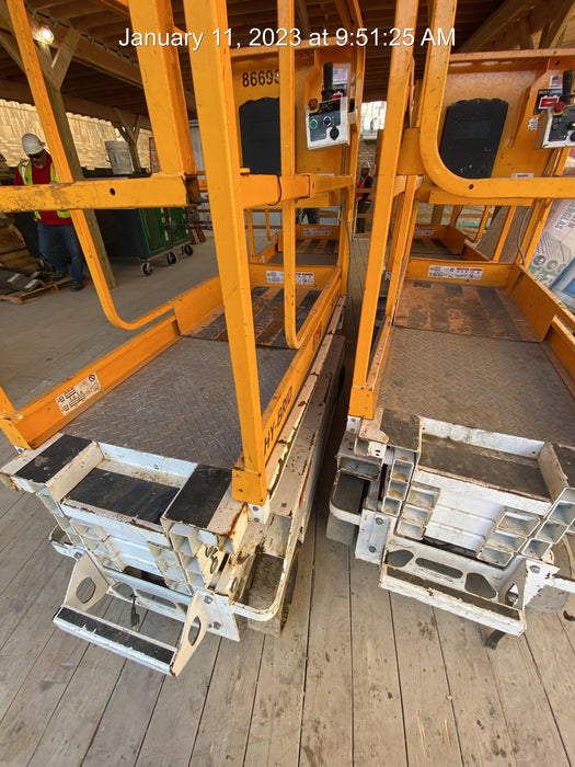 Custom Equipment HB-1430 <ul>
 <li>Hy-Brid Scissor Lift</li>
  <li>Platform capacity up to 670 lbs.</li>
  <li>Working height up to 20 ft</li>
  <li>Weighs under 1,700 lbs.</li>
  <li>Non-marking wheels </li>
</ul>