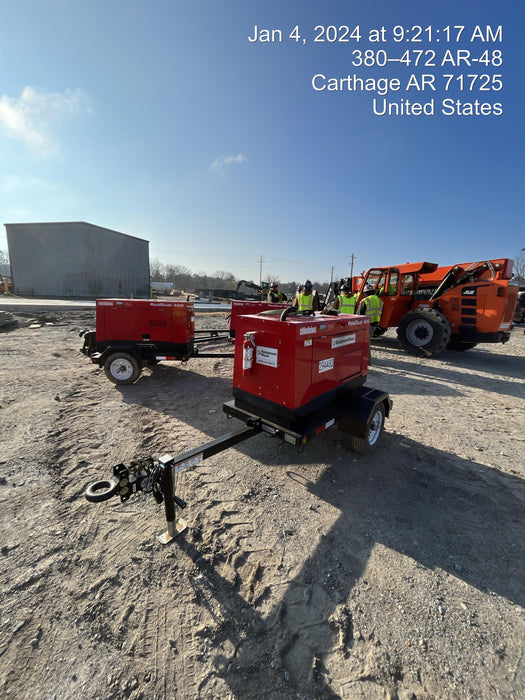 2023 Shindaiwa DGW400MDL Kubota D902 Engine, 23 HP, Dual Op Welder, Wire, Arc, Droop Stick, Tig, and CC Stick Functionality, Simulphase, 3 Phase and 1 Phase Gen Output, Single Axle NB Trlr, Slr Trckl Chrg 12V 12W, Fire Ext