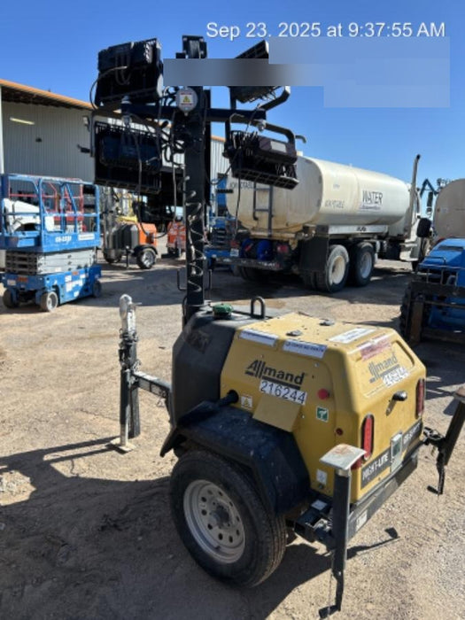 2022 Allmand NLV3GR (4) LED Light Fixture 350W, 23' Vertical Mast, 3kW Prime, Towable, Deep Sea L401, Leveling Jacks, Yanmar T4F 5.8hp