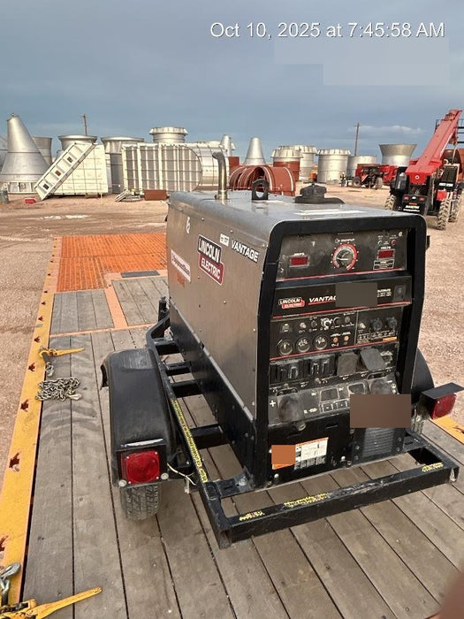 2019 Lincoln Electric Vantage 322 Welder Ready-Pak 3, Two wheel trailer, Fender and Light kit, Cable Rack