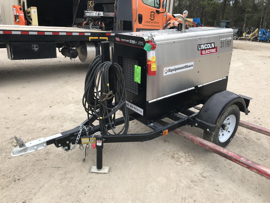 2019 Lincoln Electric Vantage 322 Welder Ready-Pak 3, Two wheel trailer, Fender and Light kit, Cable Rack