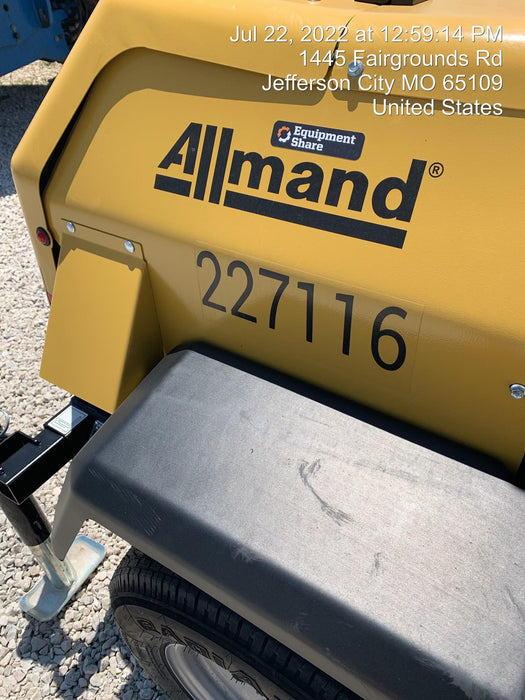 2022 Allmand NLV3GR (4) LED Light Fixture 350W, 23' Vertical Mast, 3kW Prime, Towable, Deep Sea L401, Leveling Jacks, Yanmar T4F 5.8hp