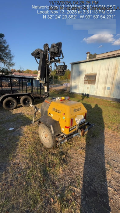 2022 Allmand NLV3GR (4) LED Light Fixture 350W, 23' Vertical Mast, 3kW Prime, Towable, Deep Sea L401, Leveling Jacks, Yanmar T4F 5.8hp