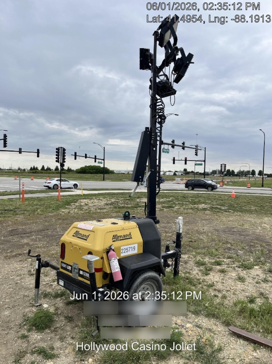 2022 Allmand NLV3GR (4) LED Light Fixture 350W, 23' Vertical Mast, 3kW Prime, Towable, Deep Sea L401, Leveling Jacks, Yanmar T4F 5.8hp