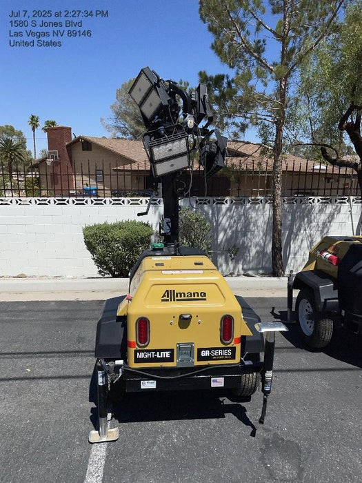 2022 Allmand NLV3GR (4) LED Light Fixture 350W, 23' Vertical Mast, 3kW Prime, Towable, ES Decals, T3