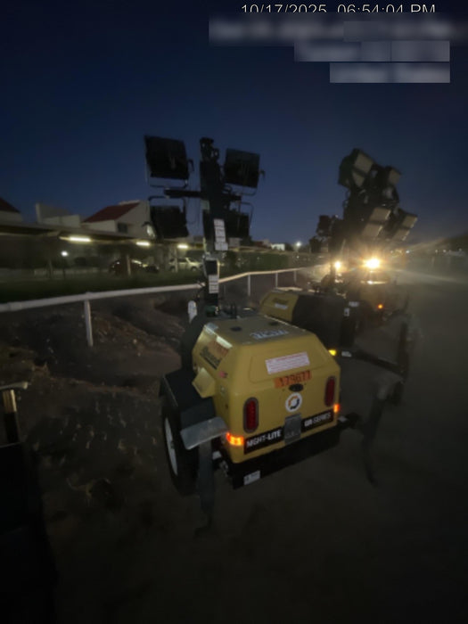 Allmand NLV3GR (4) LED Light Fixture 350W, 23' Vertical Mast, 3kW Prime, Towable, Deep Sea L401, Leveling Jacks, Yanmar T4F 5.8hp