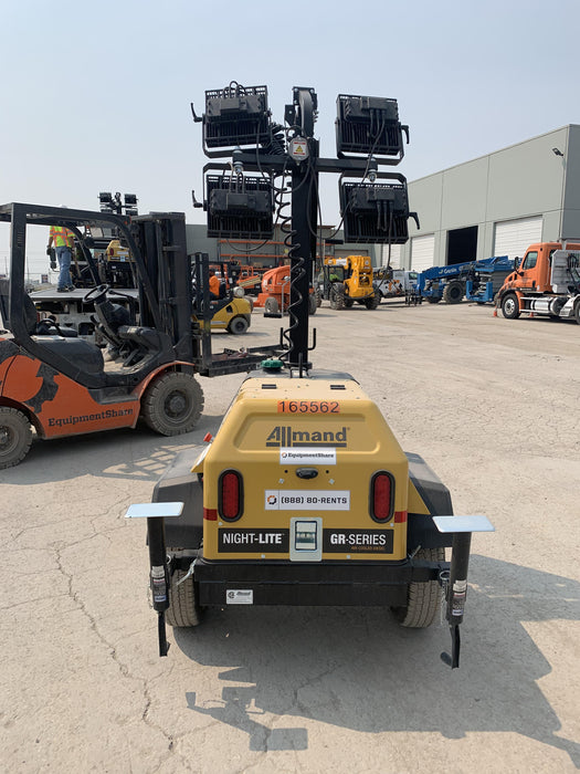 2021 Allmand NLV3GR (4) LED Light Fixture 350W, 23' Vertical Mast, 3kW Prime, Towable, Deep Sea L401, Leveling Jacks, Yanmar T4F 5.8hp