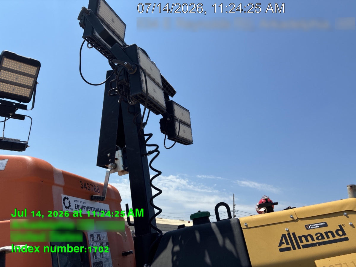 2022 Allmand NLV3GR (4) LED Light Fixture 350W, 23' Vertical Mast, 3kW Prime, Towable, Deep Sea L401, Leveling Jacks, Yanmar T4F 5.8hp