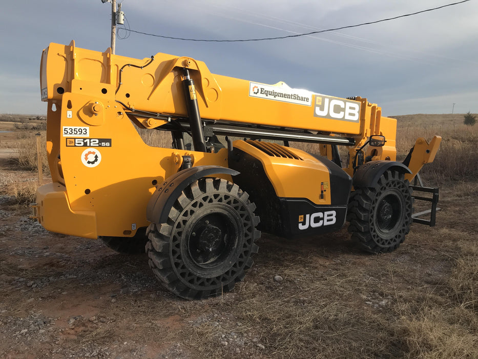 2019 JCB 512-56 Canopy, 109 HP, Solid Tires, STD Worklight, Beacon, Aux Hydraulics, Lifting Eye, Back up Alarm w/66" Carriage/60" Forks