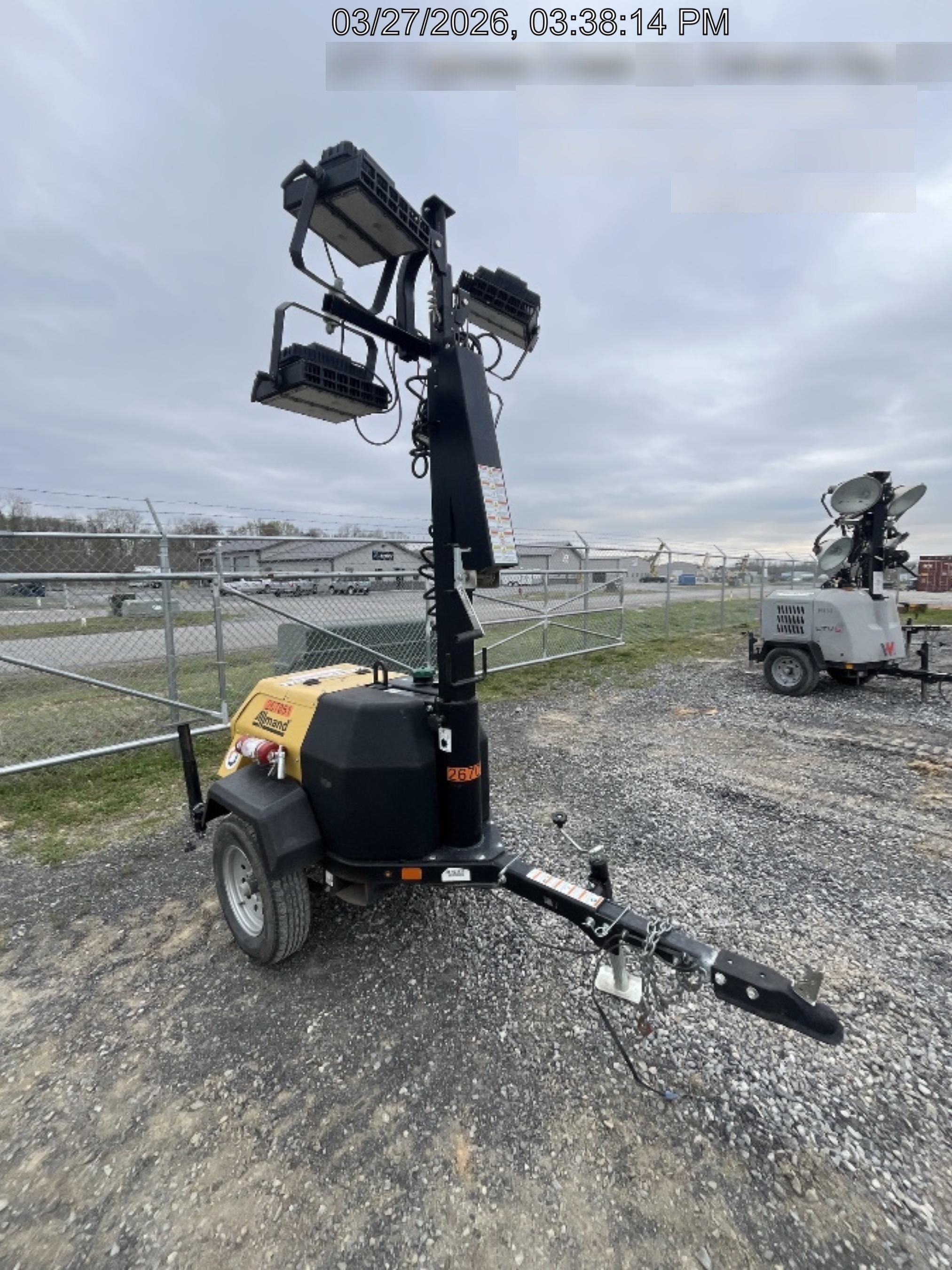 2022 Allmand NLV3GR (4) LED Light Fixture 350W, 23' Vertical Mast, 3kW Prime, Towable, ES Decals, T3