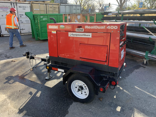 2022 Shindaiwa DGW400MDL Kubota D902 Engine, 23 HP, Dual Op Welder, Wire, Arc, Droop Stick, Tig, and CC Stick Functionality, Simulphase, 3 Phase and 1 Phase Gen Output, Single Axle NB Trlr, Slr Trckl Chrg 12V 12W, Fire Ext