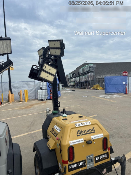 2022 Allmand NLV3GR (4) LED Light Fixture 350W, 23' Vertical Mast, 3kW Prime, Towable, ES Decals, T3