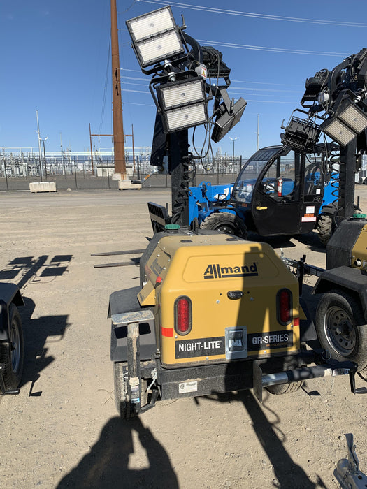 2020 Allmand NLV3GR (4) LED Light Fixture 350W, 23' Vertical Mast, 3kW Prime, Towable, Deep Sea L401, Leveling Jacks, Yanmar T4F 5.8hp