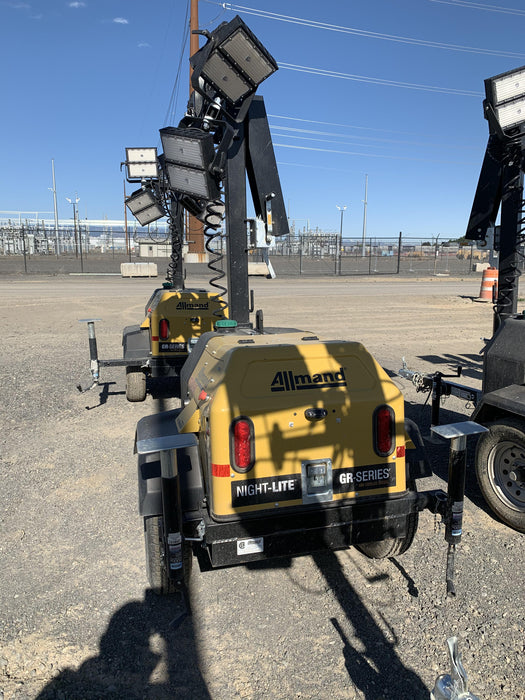 2020 Allmand NLV3GR (4) LED Light Fixture 350W, 23' Vertical Mast, 3kW Prime, Towable, Deep Sea L401, Leveling Jacks, Yanmar T4F 5.8hp