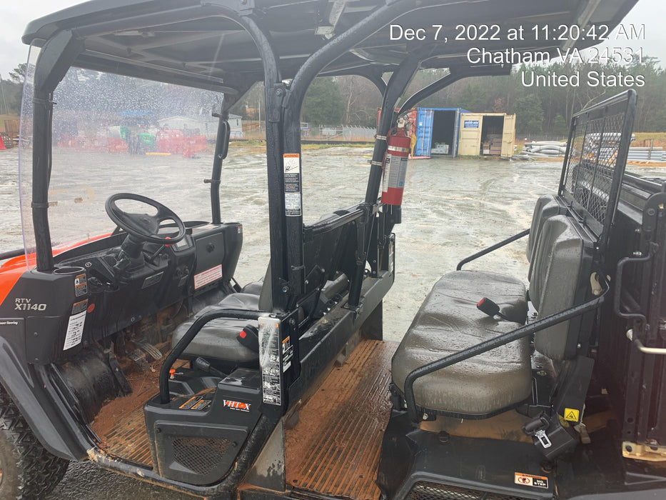 2021 Kubota RTV-X1140W-H Plastic Canopy, Windshield Acrylic Clear, LED Strobe Light, Wire Harness Kit, Back up Alarm