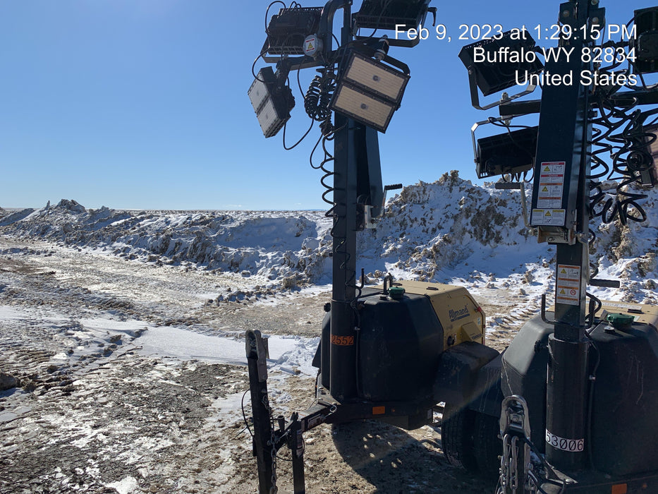 2022 Allmand NLV3GR (4) LED Light Fixture 350W, 23' Vertical Mast, 3kW Prime, Towable, ES Decals, T3 no