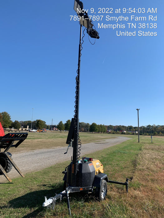 2022 Allmand NLV3GR (4) LED Light Fixture 350W, 23' Vertical Mast, 3kW Prime, Towable, Deep Sea L401, Leveling Jacks, Yanmar T4F 5.8hp