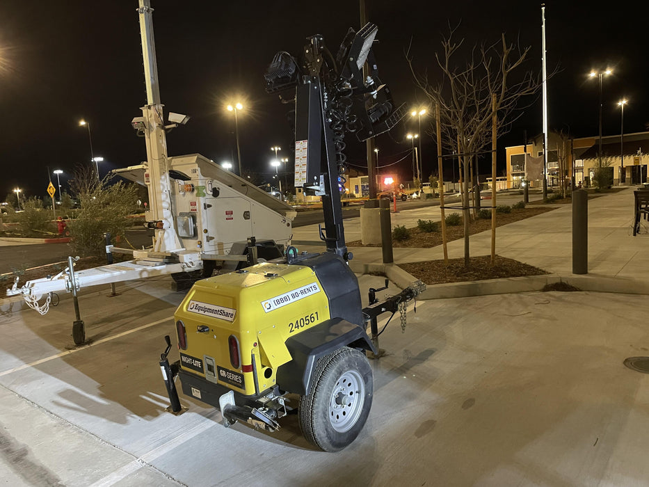 2022 Allmand NLV3GR (4) LED Light Fixture 350W, 23' Vertical Mast, 3kW Prime, Towable, Deep Sea L401, Leveling Jacks, Yanmar T4F 5.8hp