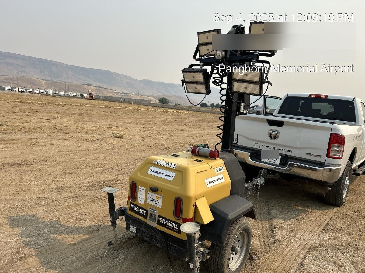 2022 Allmand NLV3GR (4) LED Light Fixture 350W, 23' Vertical Mast, 3kW Prime, Towable, Deep Sea L401, Leveling Jacks, Yanmar T4F 5.8hp