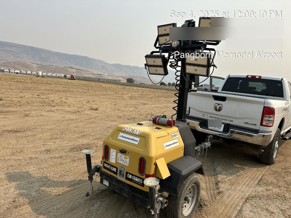 2022 Allmand NLV3GR (4) LED Light Fixture 350W, 23' Vertical Mast, 3kW Prime, Towable, Deep Sea L401, Leveling Jacks, Yanmar T4F 5.8hp