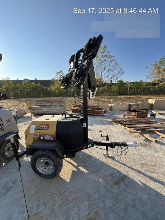 2022 Allmand NLV3GR (4) LED Light Fixture 350W, 23' Vertical Mast, 3kW Prime, Towable, Deep Sea L401, Leveling Jacks, Yanmar T4F 5.8hp