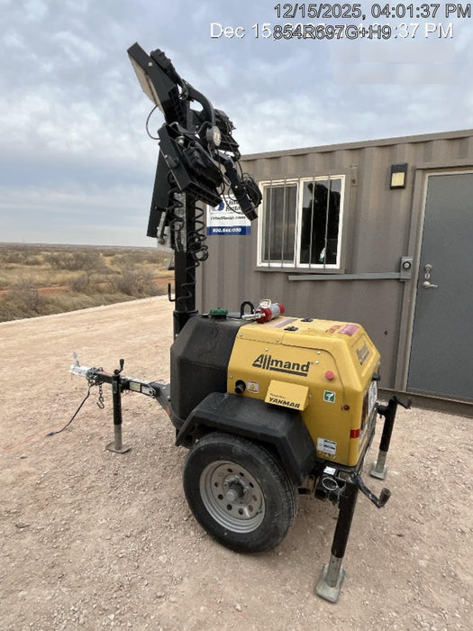 2022 Allmand NLV3GR (4) LED Light Fixture 350W, 23' Vertical Mast, 3kW Prime, Towable, ES Decals, T3