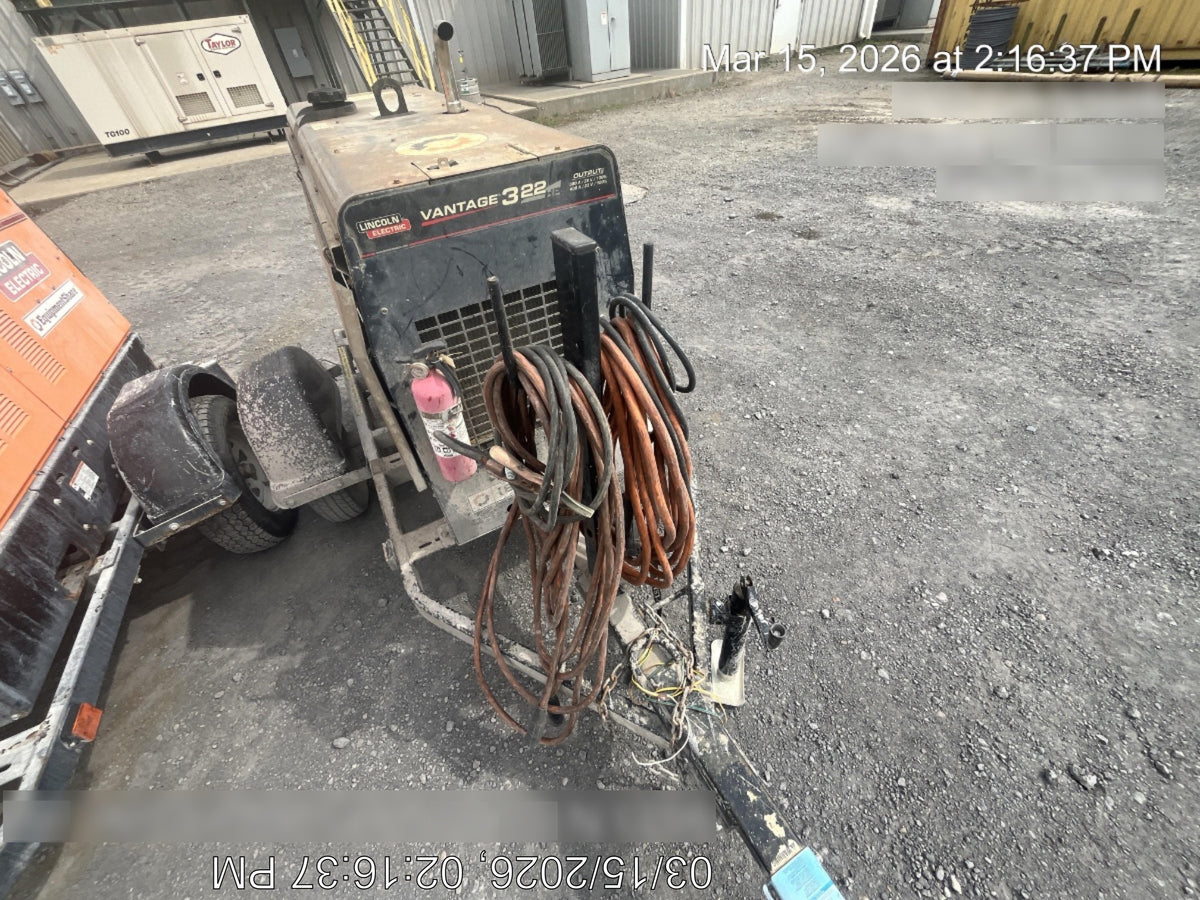 2019 Lincoln Electric Vantage 322 Ready-Pak 3, Two Wheel Trailer, Fender and Light Kit, Cable Rack