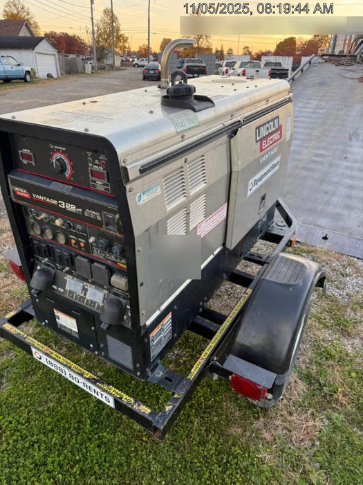 2019 Lincoln Electric Vantage 322 Ready-Pak 3, Two Wheel Trailer, Fender and Light Kit, Cable Rack