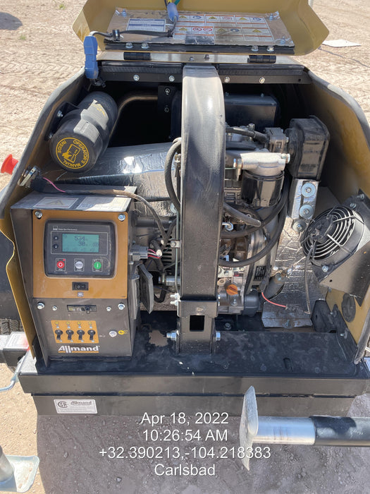 2022 Allmand NLV3GR (4) LED Light Fixture 350W, 23' Vertical Mast, 3kW Prime, Towable, Deep Sea L401, Leveling Jacks, Yanmar T4F 5.8hp