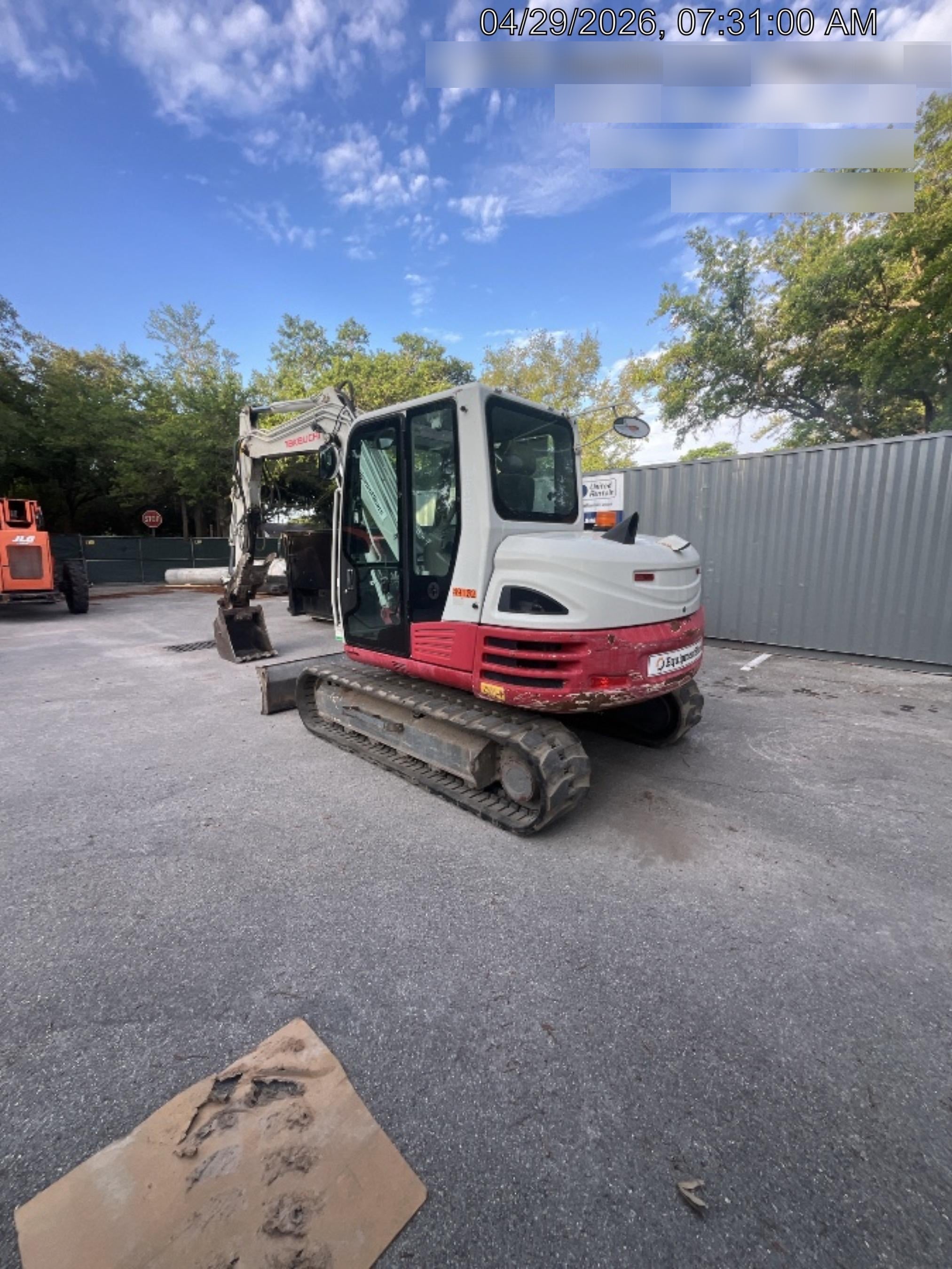 2019 Takeuchi TB290 Cab, AC, Rubber Tracks, Dozer Blade, Travel Alarm, Control Pattern Change Valve, Auxiliary Hydraulics w/18" Quick Coupler Bucket with teeth, 6.2 cu. ft. capacity/24" Quick Coupler Bucket with teeth, 8.6 cu. ft. capacity/36" Quick Coupler Bucket with teeth, 13.4 cu. ft. capacity, Quick Coupler, Hydraulic Thumb Installed