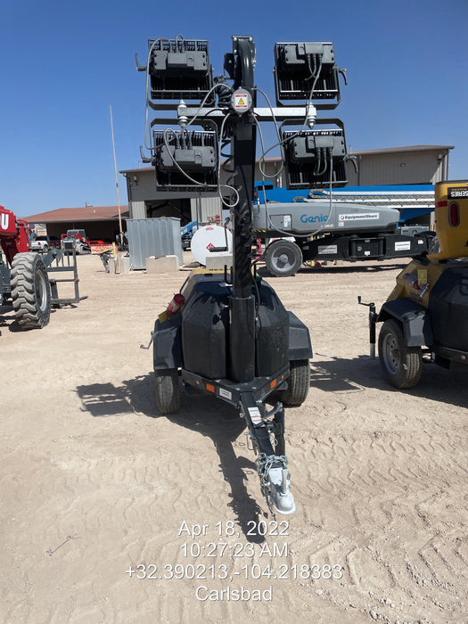 2022 Allmand NLV3GR (4) LED Light Fixture 350W, 23' Vertical Mast, 3kW Prime, Towable, Deep Sea L401, Leveling Jacks, Yanmar T4F 5.8hp